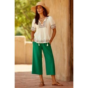 Athleta‎ Echo Wide Leg Crop Pants Women's Green Relaxed Fit Lounge Beachy New 10